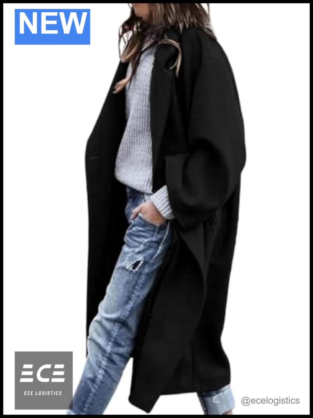 Wool Blend Pea Coat Notch Lapel Single Breasted Long Overcoat